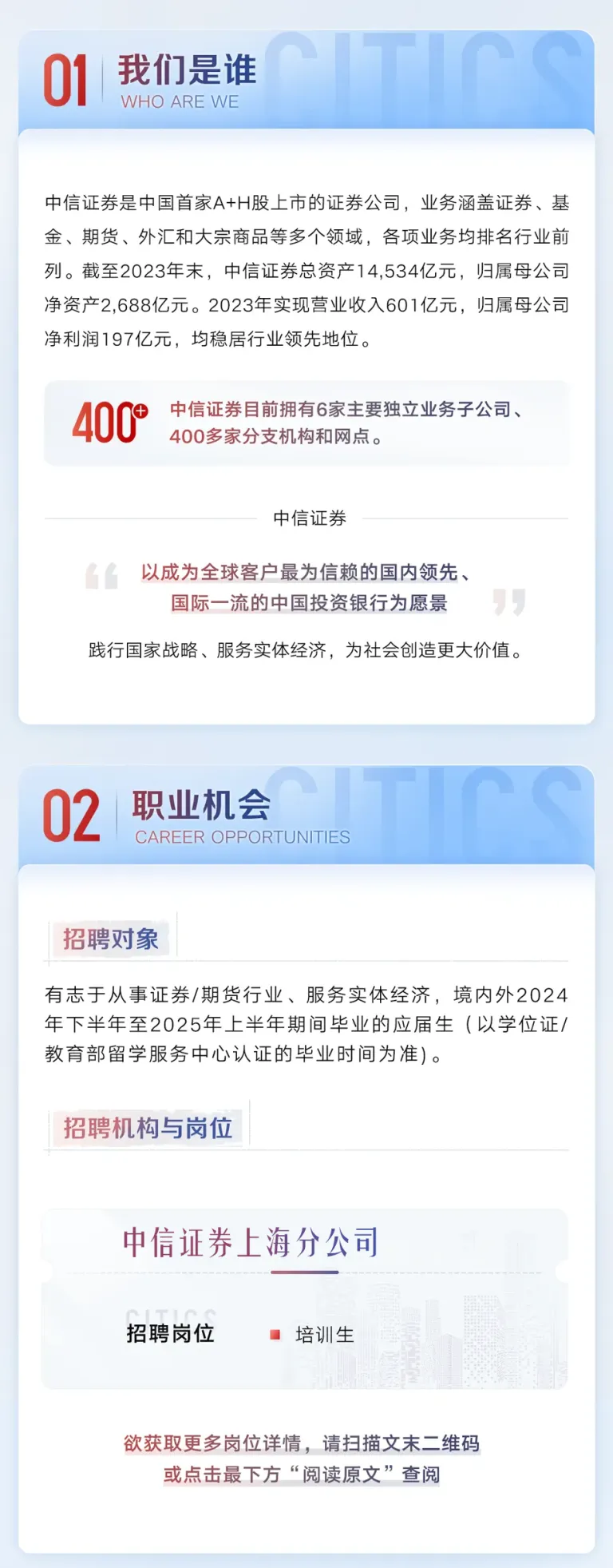 招聘】中信证券上海分公司2025届招聘